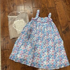 Cheeky Plum Scallop Pattern Dress - Blue and Pink Size 12 yr NEW